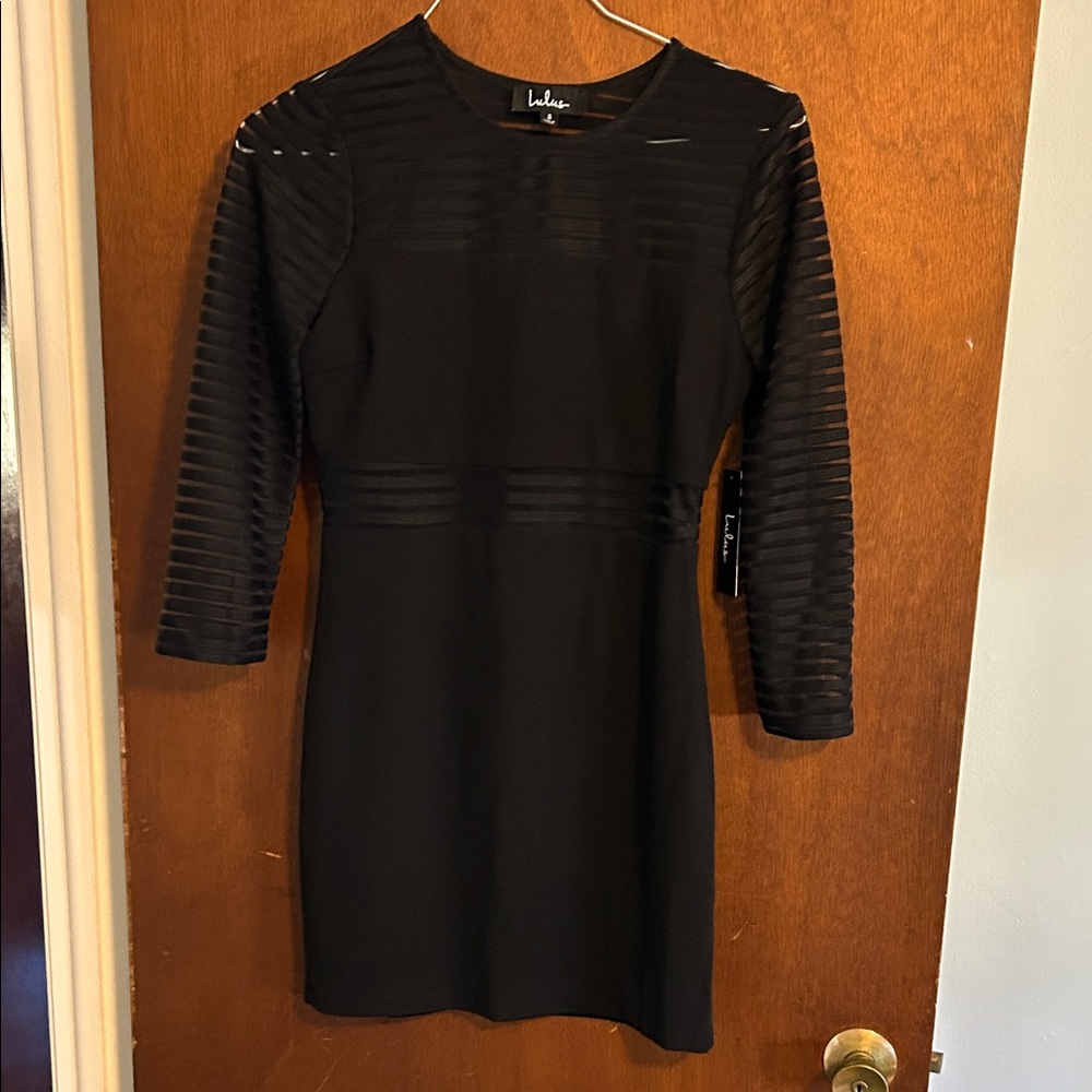 Lulu's Elegant Black Long Sleeve Dress